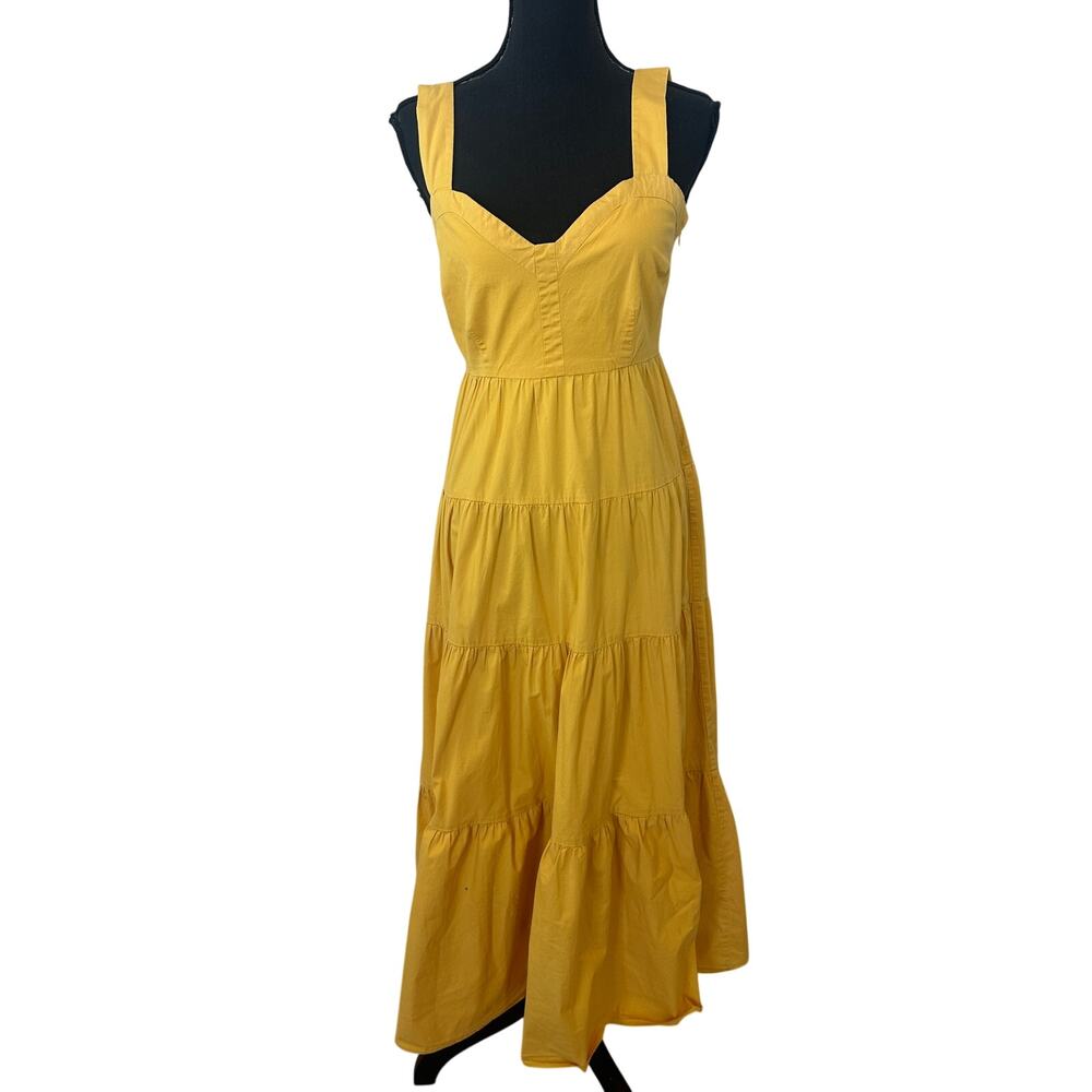 Color Me Courtney Mustard Tiered Ruffle Maxi Dress SIZE 2 Cottage Sundress $400 - Picture 11 of 14